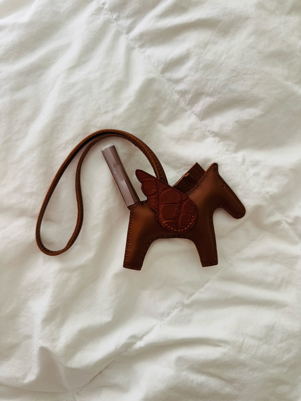 Hermes Brown Leather Horse Charm Necklace - Women Accessories